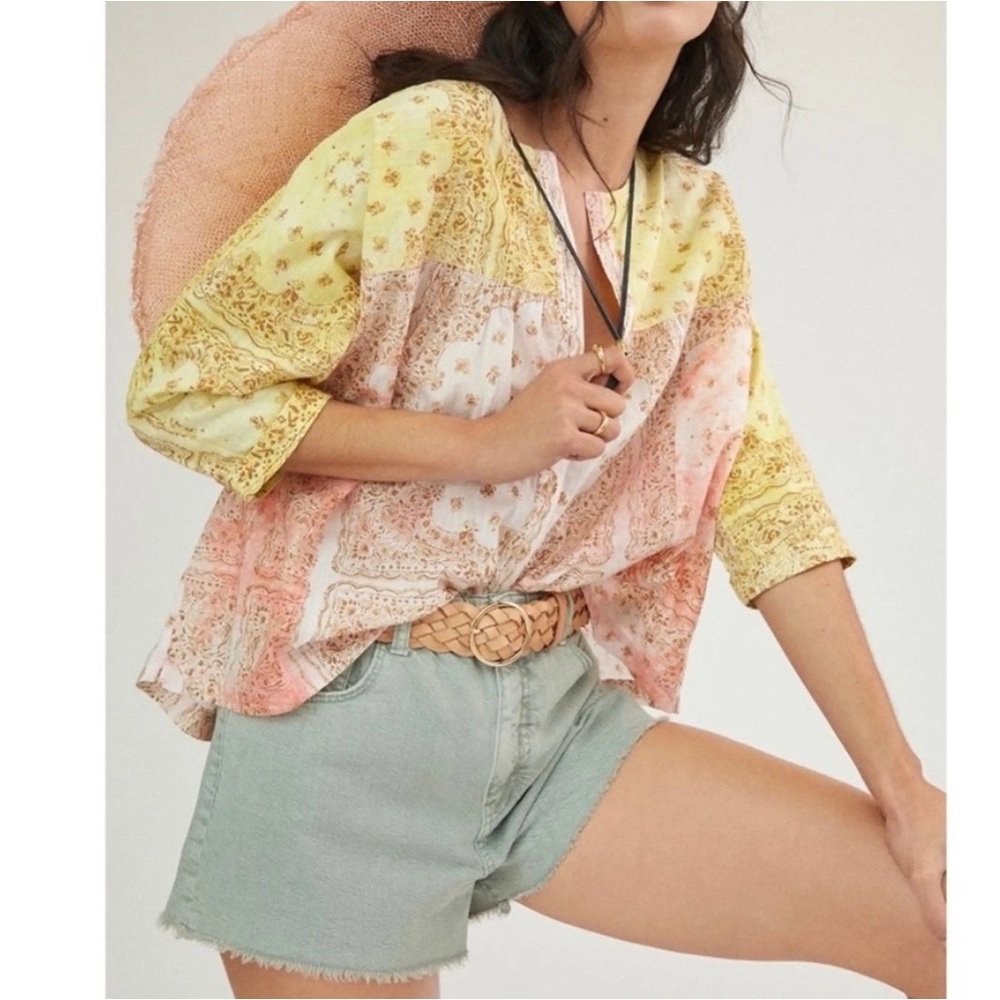 Anthropologie Pilcro The Tavi Batik Button Shirt Blouse